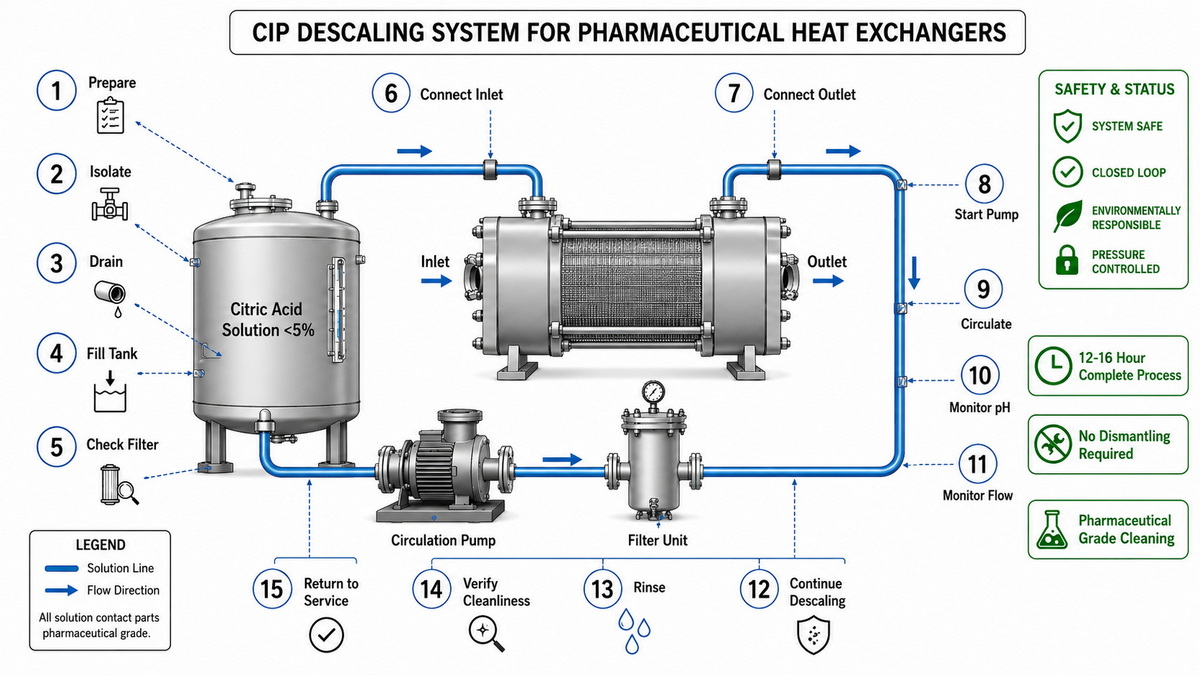 CIP Chemical Descaling System Flowchart Pharmaceutical CIP Chemical Descaling System Flowchart Pharmaceutical