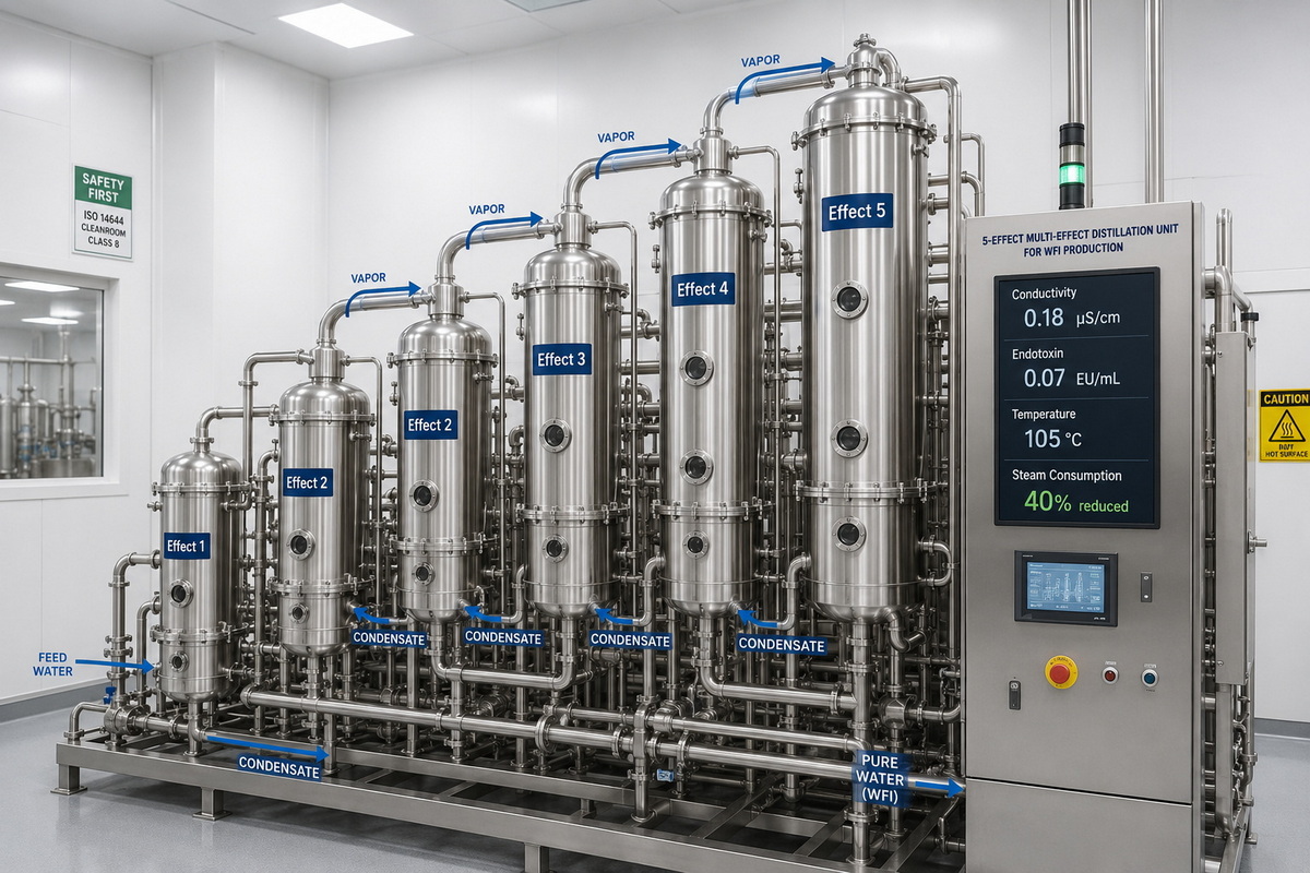 Five Effect Multi Effect Distillation System For WFI Production Five Effect Multi Effect Distillation System For WFI Production