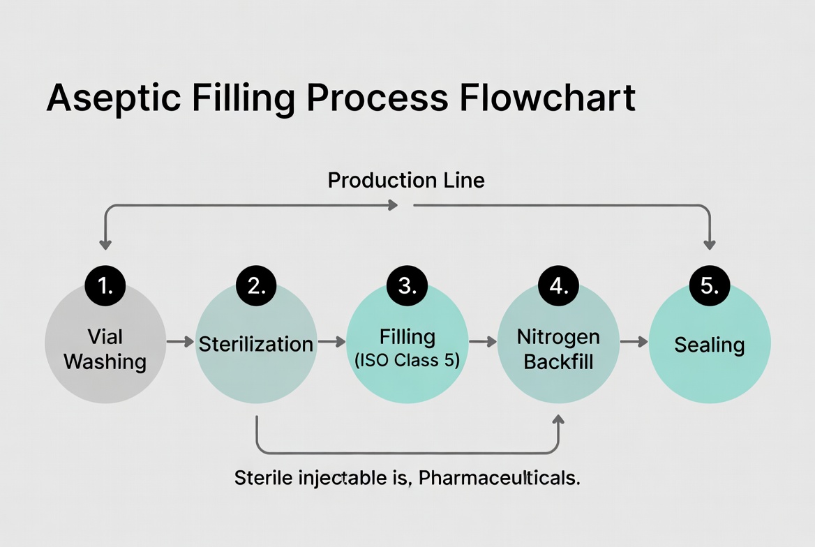Aseptic Filling Process For Sterile Injectables Diagram