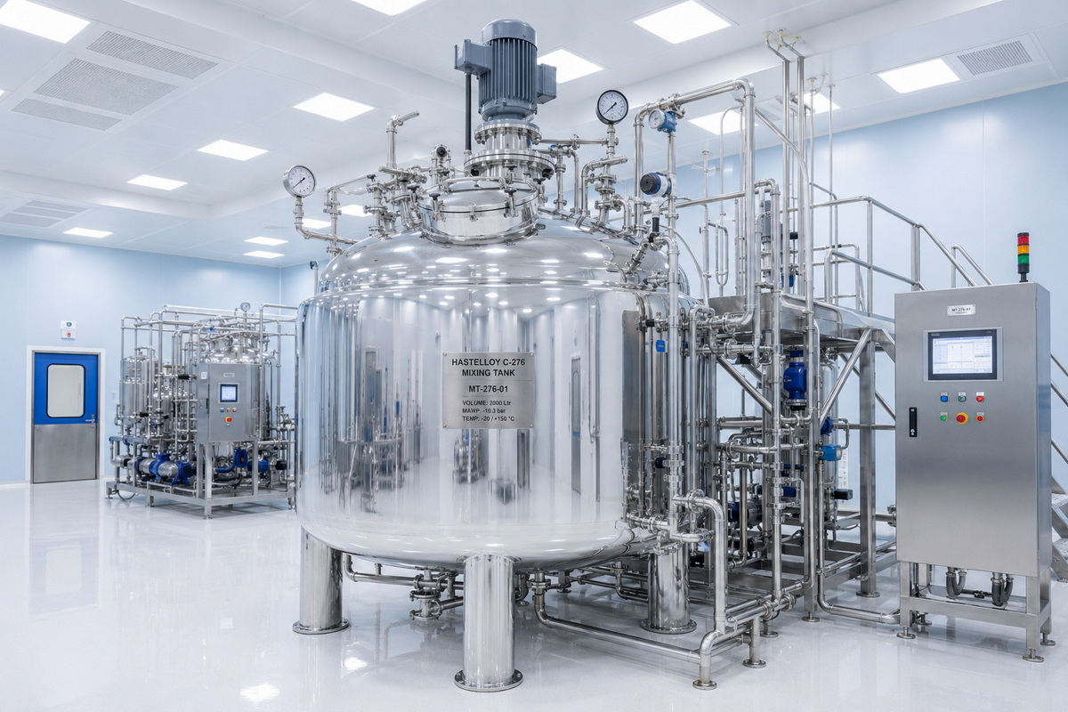 Pharmaceutical Grade Hastelloy Mixing Tank Installation