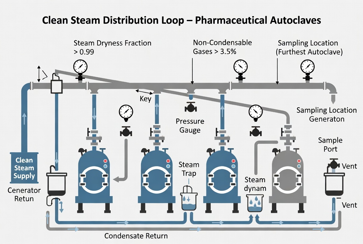 Autoclave Clean Steam Distribution Loop