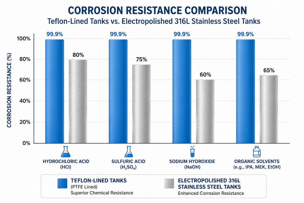 Corrosion Resistance Comparison Teflon Versus Electropolished Tanks